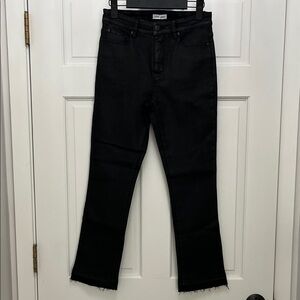 Tribal Dull Sheen Black Denim Skinny Cut Jeans w/ Raw Hem - Size 6